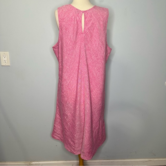 Lands’ End Heathered Pink Sleeveless A-Line 100% Linen Dress Size 1X, 16W-18W - Picture 3 of 12